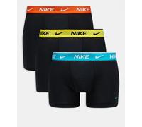 Nike - Everyday Cotton - Confezione da 3 boxer aderenti elasticizzati in cotone neri con fascia in vita a contrasto-Nero S