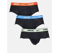 Nike - Everyday Cotton - Confezione da 3 slip elasticizzati in cotone neri con fascia in vita a contrasto-Nero L