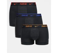 Nike - Everyday Cotton Stretch - Confezione da 3 boxer aderenti in cotone elasticizzato nero con fascia in vita colorata blu/gialla/rossa S