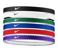 NIKE Fascia per capelli classica, flessibile, confezione da 6 pezzi, taglia unica, colore: blu reale/rosso