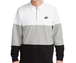 Nike FB7797-100 M NK Club+ Knit LS Top CB Maglia Lunga Uomo White/Dk Grey Heather/Black/Black Taglia S