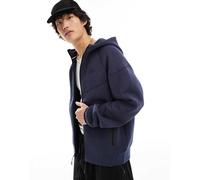 Nike - Felpa con cappuccio blu navy in pile tecnico con zip-Grigio 2XL