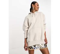 Nike - Felpa con cappuccio in pile oversize marrone legno chiaro con logo piccolo-Brown L