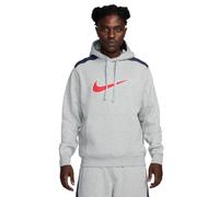 Nike Felpa con Cappuccio in Pile Sportswear da Uomo, Dk Grey Heather/Thunder Blue/Fire Red, FN0247-064, S