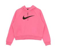 Nike - Felpa con Cappuccio Nike Pink Glow/Swoosh Nero - - Sport - Donna - Rosa - L