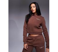 Nike - Felpa con cappuccio taglio corto marrone con logo ricamato M