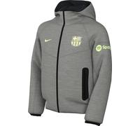Nike Felpa da Calcio con Cappuccio E Zip A Tutta Lunghezza FC Barcelona Tech Fleece - Ragazzo, Grigio Scuro mélange/Nero/Barely Volt, FN8500-065, S