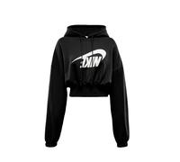 Nike Felpa Donna Corta Con Cappuccio Sportwear Club Fleece - 010 (Nero/Bianco)