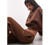 Nike felpa Studio in pile di peso medio oversize corta con mezza zip color marrone XS