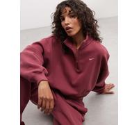 Nike felpa Studio in pile di peso medio oversize corta con zip a un quarto rosa L