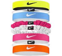 Nike Flex Classic Mixed Hair Ties - Set di 8 fasce elastiche per capelli, per corsa, fitness, allenamento, sport, volt/bianco/nero, taglia unica