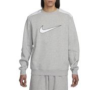 Nike FN0245-063 M NSW SP FLC Crew BB Maglia Lunga Uomo Dk Grey Heather/White Taglia S