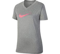 Nike G Nk Dry Tee Leg Vneck Swoosh, T-Shirt Bambina, Carbon Heather, XL