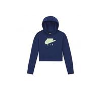 Nike G NSW Air Ft Crop Hoodie Hbr Canottiera, Blue Void/Lime Glow, 7-8 Anni Bambina