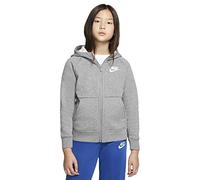 Nike G NSW PE Full Zip T-Shirt A Manica Lunga, Bambina, Carbon Heather/White, S