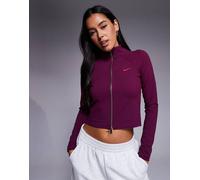Nike - Gym Life Swoosh - Top a maniche lunghe bordeaux con zip bidirezionale e logo-Rosso XL