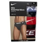 Nike - Essential - Confezione da 3 slip in microfibra neri con elastico colorato in vita marrone/rosso/lilla-Nero M