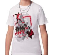 Nike Jdb Jordan 3Peat Ss Tee T-Shirt Bianca Stampa Rossa Junior 95D735-001