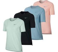 Nike Maglietta da Donna Breathe Tailwind, Donna, T-Shirt, 890190, Grigio Barely, L