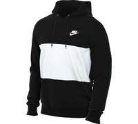 NIKE Men's Club French Terry Black White Men's Hooded Sweatshirt Size L