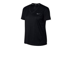 Nike Miler T-Shirt, Donna, Black/(Reflective Silv), XS