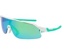 Nike Uomo NIKE FLYFREE SHIELD EV24033 907 Occhiali da sole Bio-iniettato Argento Verde Maschera Normale Specchiato