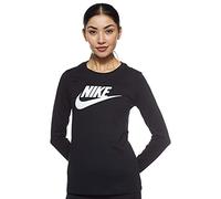 NIKE NSW Essential LS Icon FTR T-Shirt, Black/White, XS Donna