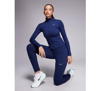 Nike - One Training - Top a maniche lunghe aderente blu navy con chiusura zip L