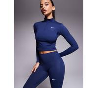 Nike - One Training - Top a maniche lunghe aderente blu navy con zip corta L