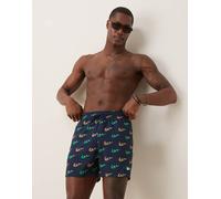 Nike - Pantaloncini da bagno stile volley da 5" blu navy con stampa M