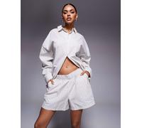 Nike - Pantaloncini in popeline a righe bianche e grigie-Grigio M