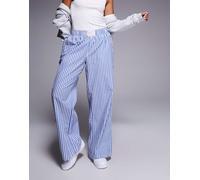 Nike - Pantaloni a fondo ampio blu e bianchi a righe in popeline M