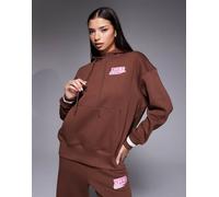 Nike - Phoenix Fleece - Felpa con cappuccio oversize marrone con grafica sul retro S
