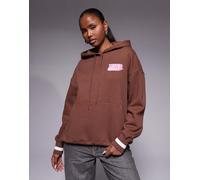 Nike - Phoenix Fleece - Felpa con cappuccio oversize viola scuro con grafica sul retro-Marrone M