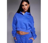 Felpa oversize corta serafino con cappuccio Nike Phoenix Fleece - Donna - Blu L (IT 48-50)