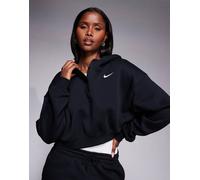 Nike - Phoenix Fleece - Felpa corta nera oversize con cappuccio-Nero XXL