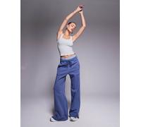 Nike - Phoenix Fleece Gym Life Swoosh - Joggers a fondo ampio blu con dettagli stile boxer XL
