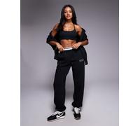 Nike - Phoenix Fleece Gym Life Swoosh - Joggers oversize a vita alta neri in pile con logo-Nero S
