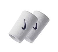 Nike Premier - Polsini a doppia larghezza (1 paio), resistenti, vestibilità comoda, tessuto assorbente che aiuta a mantenere le mani asciutte (bianco/blu navy)