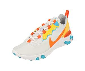 Nike React Element 55 Scarpe da Ginnastica da Corsa da Donna BQ2728 (UK 4,5 US 7 EU 38, Calcio Grigio Hyper Crimson 011), Calcio Grigio Hyper Crimson 011, 38 EU