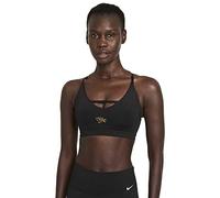 NIKE Reggiseno Donna Indy Strpy, Nero/Oro Metallizzato, XS