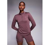 Nike Running - Swift Dri-FIT - Top a maniche lunghe viola scuro con zip corta-Marrone L