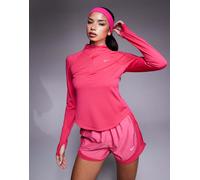 Nike Running - Tempo Dri-FIT - Maglietta a maniche lunghe rosa con zip corta XL