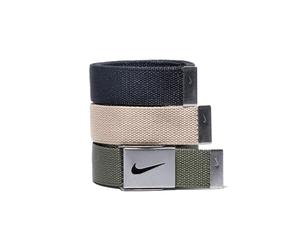 Nike SG - Fibbia da uomo, con tre cinghie intercambiabili, colore: Argento, Uomo, Cintura, DS5006, Nero/Cargo kaki/kaki., Taglia unica