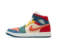 Nike Sneaker Air Jordan 1 Mid SE da donna, Blu francese/Rosso fuoco/Spiaggia/Ember magico, 44 EU