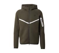 Nike - Tech Fleece - Felpa con cappuccio in pile tecnico verde scuro con dettagli catarinfrangenti-Grigio XS