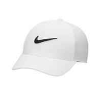 NIKE Standard Dri-Fit Club Structured Swoosh Golf Hat, White, M/L