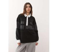 Nike - Street - Polo a maniche lunghe grigia e nera con grafica-Grigio L