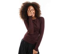 Nike - Streetwear - Top a maniche lunghe trasparente bordeaux con logo-Rosso L