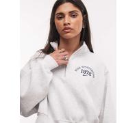 Nike Studio Fleece oversize varsity con mezza zip in grigio chiaro M